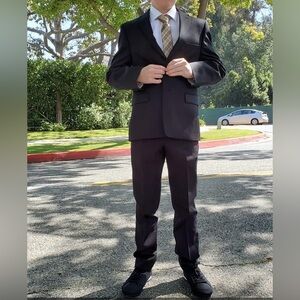 Michael Kors Boys 2-Piece Wool Suit Black Size 16R Formal Blazer Pants